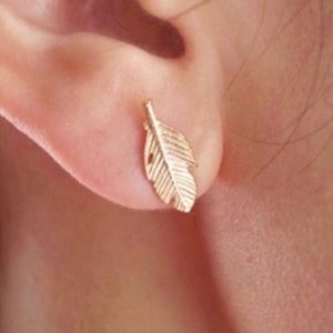 NWT Gold Feather Dainty Stud Earrings